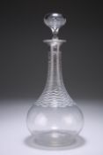 A FINE CUT-GLASS DECANTER, PROBABLY BACCARAT, CIRCA 1880, with hollow ball stopper and lozenge-cut