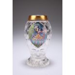 A HAIDA BOHEMIAN GLASS VASE, of footed ovoid form, enamel painted with a lady holding a parasol,