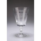 A 20TH CENTURY GLASS GOBLET, with deep bucket bowl raised on a short knopped stem. 15cm high