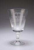 A 20TH CENTURY GLASS GOBLET, with deep bucket bowl raised on a short knopped stem. 15cm high