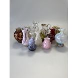 Fourteen pieces of Victorian and later glass inc. Caithness vase, small millefiore jug, etc. (15)