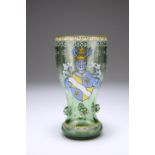 A BOHEMIAN THERESIENTHAL BEAKER, 19TH CENTURY, decorated with a heraldic shield, florets and