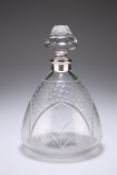 A CONTINENTAL GLASS DECANTER, CIRCA 1895, PROBABLY BACCARAT, the body with cut and frosted