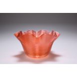 THREE PIECES OF STOURBRIDGE GLASS, 19TH CENTURY, comprising blue bowl with tightly ringed body and