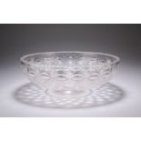 A LARGE CUT-GLASS BOWL, LATE 19TH CENTURY, circular, cut with a diamond pattern. 29cm wide