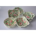 A Victorian transfer-printed dessert service, comprising six serving bowls/dishes, eight plates
