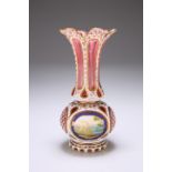 A BOHEMIAN OVERLAY GLASS VASE, 19TH CENTURY