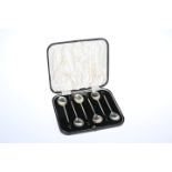 A CASED SET OF SIX SILVER COFFEE SPOONS, by Viner's Ltd, Sheffield 1933, with black plastic coffee