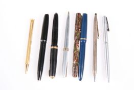 ~ A COLLECTION OF SIX PENS, including a Mabie Todd & Co 'Swan' Self-Filler fountain pen with 14ct
