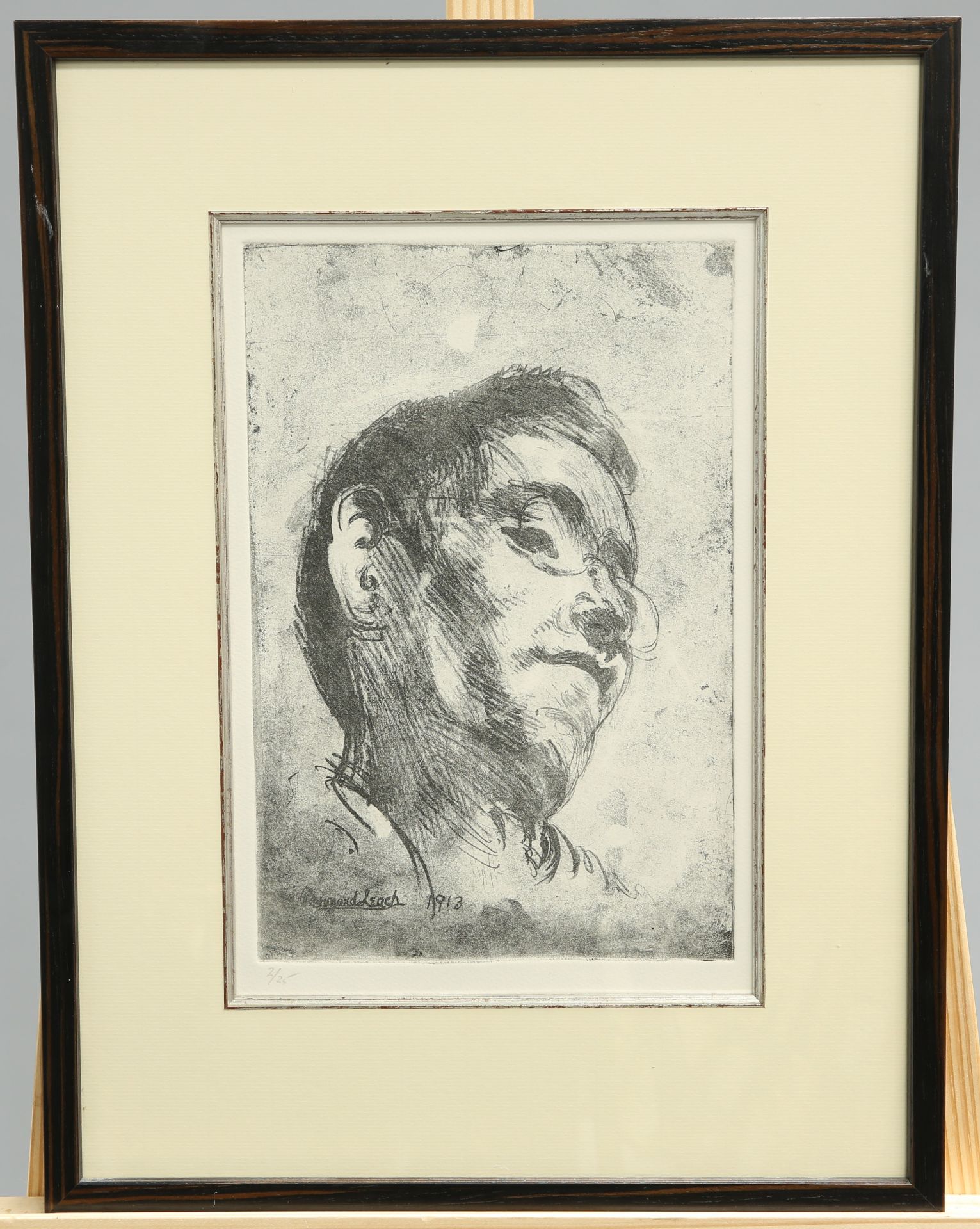 BERNARD LEACH (1887-1979), PORTRAIT OF RYUSEI KISHIDA, 1913, posthumously printed soft ground