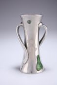 ATTRIBUTED TO OLIVER BAKER A LIBERTY & CO TUDRIC PEWTER VASE, no. 030, of waisted cylindrical form