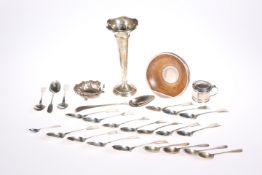 A GROUP OF ASSORTED SILVER, including a George III silver table spoon, by Samuel Godbehere &