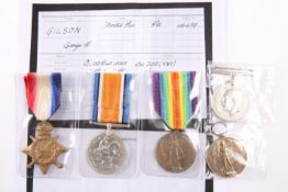 A WWI MEDAL PAIR, 46429 George B. Gilson, Northumberland Fusiliers, sold with copy of service
