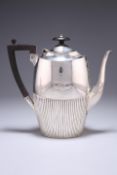 A VICTORIAN SILVER COFFEE POT, by James Dixon & Sons, Sheffield 1893, oval form with half fluted