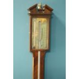 A GEORGE III MAHOGANY STICK BAROMETER, SIGNED GOBBO, YORK, with brass dial and broken-arch