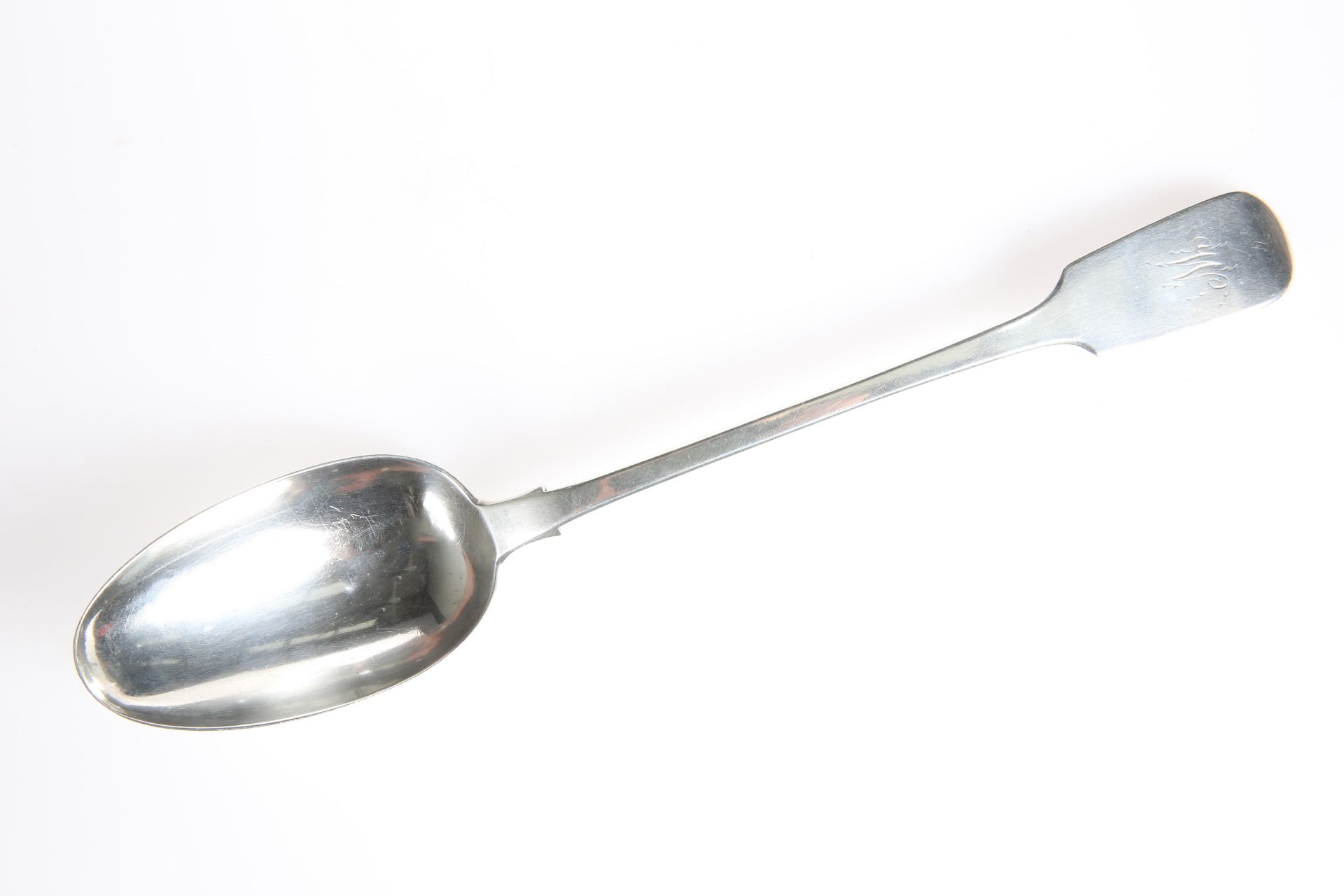 A VICTORIAN PROVINCIAL SILVER BASTING SPOON WITH YORK TOWN MARK, by James Barber & William North,