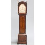 A GEORGE III MAHOGANY EIGHT-DAY LONGCASE CLOCK, unsigned, the 13 inch silvered break-arch dial