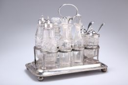 A GEORGE III SILVER EIGHT BOTTLE CRUET, by John Edward Terrey & Co, London 1817, fitted for eight