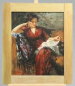 CIRCLE OF PINO DAENI (ITALIAN/AMERICAN, 1939-2010), PORTRAIT OF A SEATED LADY READING, bears