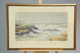 CHARLES WILLIAN ADDERTON (1866-1944), SEASCAPE, signed lower right, watercolour, framed. 35cm by