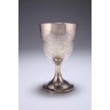 ^ A 19TH CENTURY INDIAN SILVER GOBLET, by Hamilton & Co, c.1850-60, engraved with scrolling acanthus