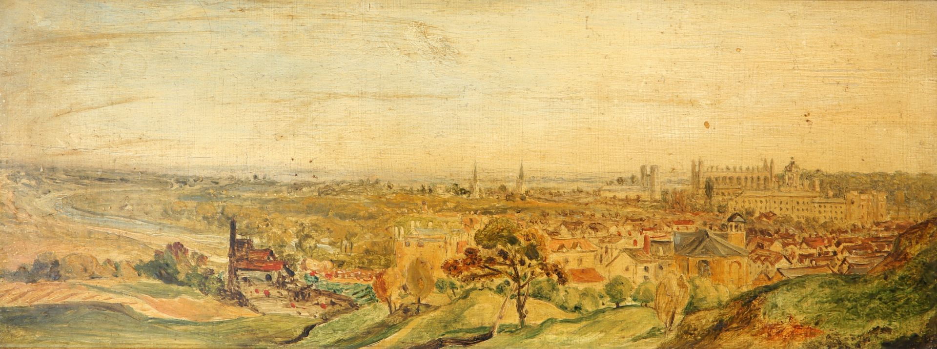 ENGLISH SCHOOL (19TH CENTURY), LANDSCAPES, POSSIBLY OXFORD, TWO, oils on board, each stamped into - Bild 2 aus 6