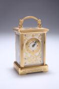 A 20TH CENTURY GILT METAL CASED CARRIAGE CLOCK, SIGNED IGOR CARL FABERGE, the fancy silvered dial