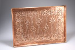 WILLIAM HENRY MAWSON FOR THE KESWICK SCHOOL OF INDUSTRIAL ARTS AN ARTS AND CRAFTS COPPER TRAY,
