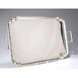 A GEORGE VI SILVER TWO-HANDLED TRAY, IN THE ART DECO STYLE, by Frank Cobb & Co Ltd, Sheffield