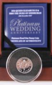 A 2017 PLATINUM PROOF ONE PENNY COIN, "HM QUEEN ELIZABETH II & HRH THE DUKE OF EDINBURGH PLATINUM