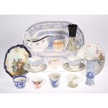 A LARGE COLLECTION OF CERAMICS, including a pair of Royal Crown Derby blush trinket dishes, 1930's