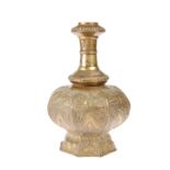 AN ISLAMIC BRONZE HOOKAH BASE, etched to the body.