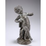 TWO 19TH CENTURY BRONZE SCULPTURES, together with A BRONZE INKWELL. (3)The absence of a Condition