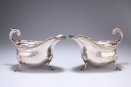 A LARGE PAIR OF GEORGE V SILVER SAUCE BOATS, by George Nathan & Ridley Hayes, Chester 1913,