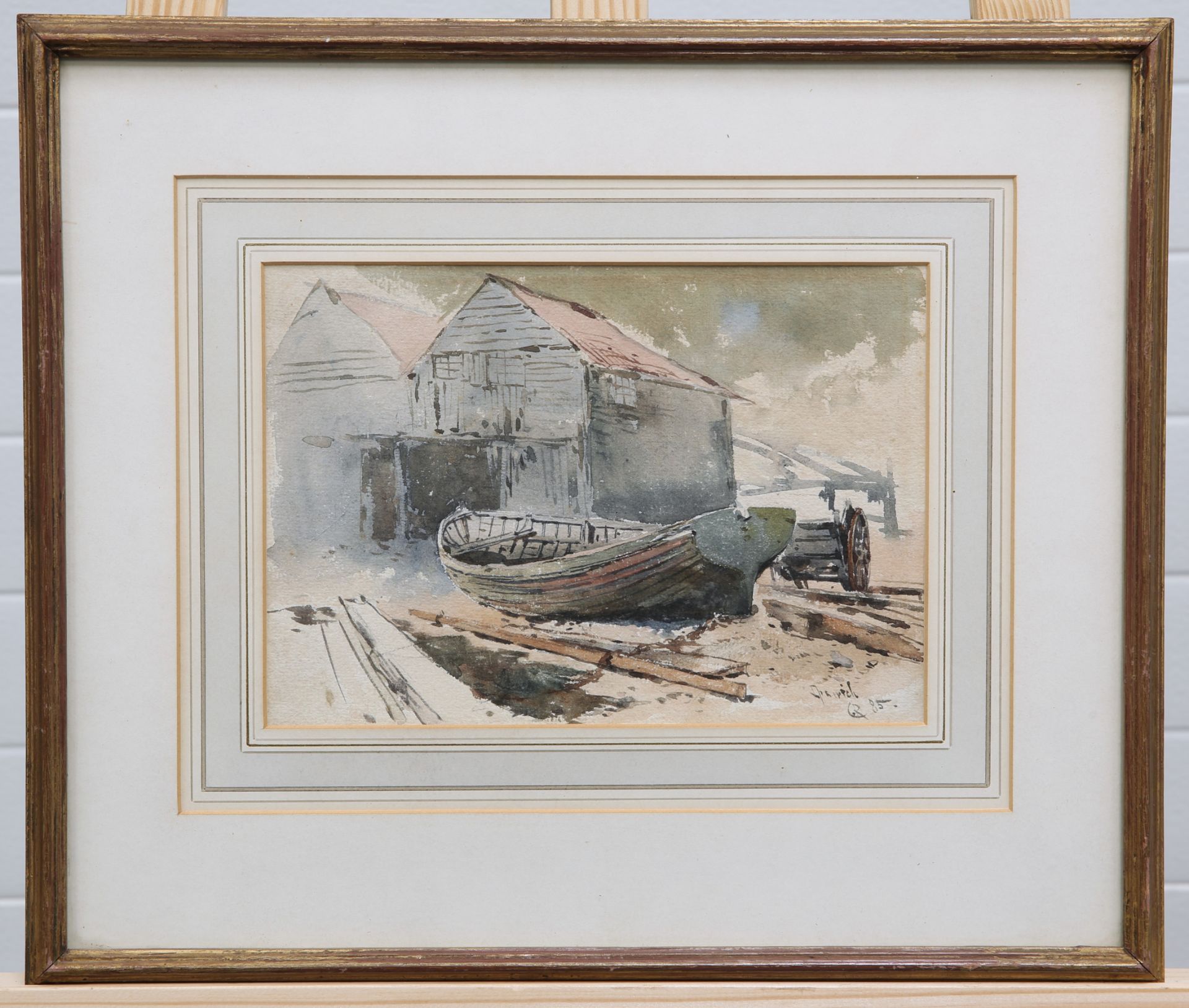 CHARLES ROWBOTHAM (1856-1921), A SHIPWRIGHT'S YARD AT IPSWICH AND OLD CALSTAIN - Image 3 of 4