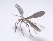 A SILVER AND ENAMEL DRAGONFLY, by Charles George Alexander, London Import 1980, Isle of Man
