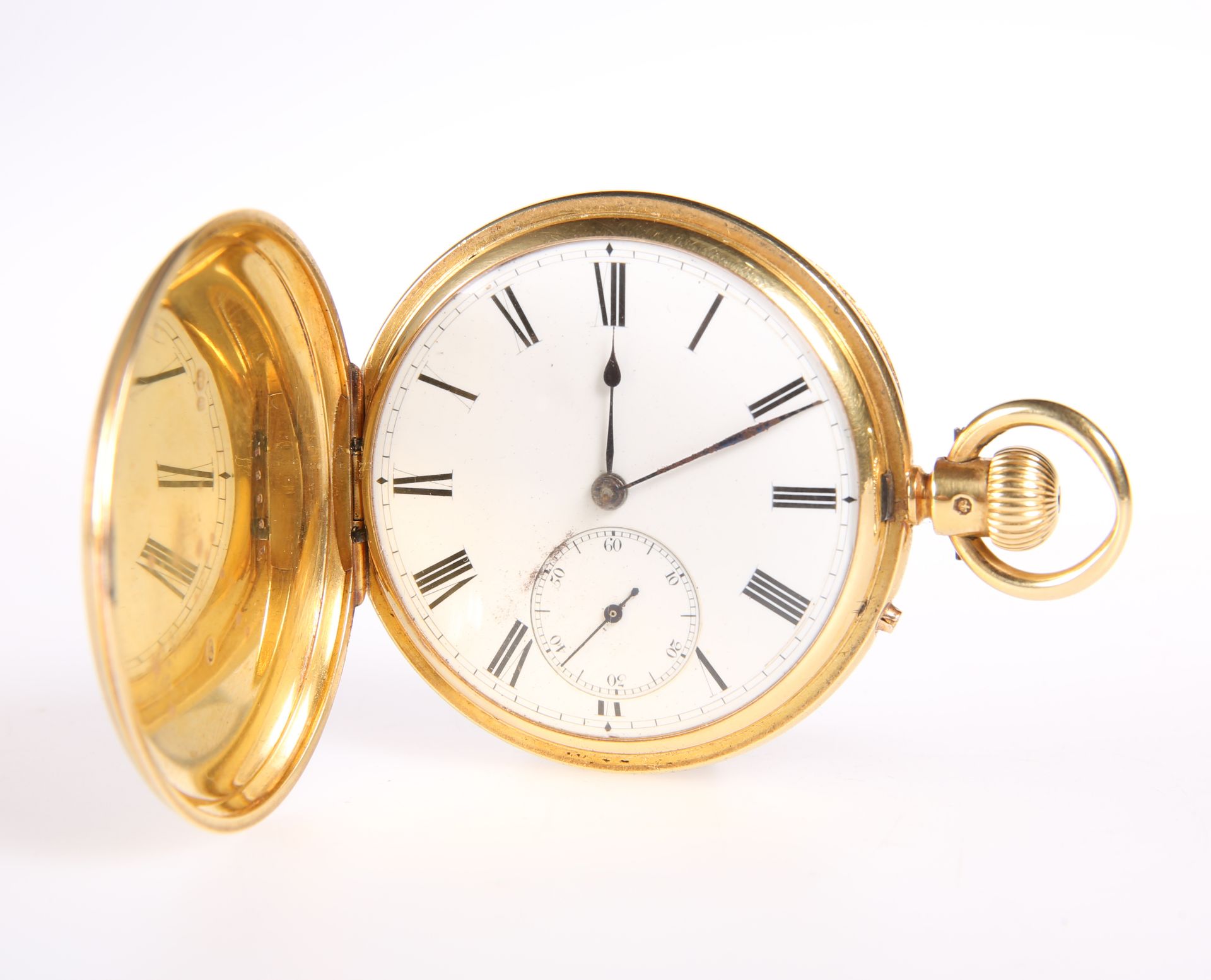 A VICTORIAN 18 CARAT GOLD HUNTER POCKET WATCH, the case by John Yardley, London 1866, the white - Image 3 of 4