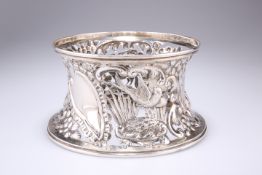 A VICTORIAN SILVER DISH RING, by George Nathan & Ridley Hayes, Chester 1899, of typical pierced form