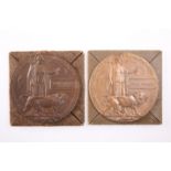 TWO WWI DEATH PLAQUES: 7760 Edwin Fairlamb, Northumberland Fusiliers; and Thomas Lawrence Stevenson,