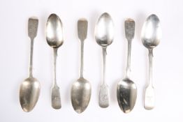 ~ A SET OF SIX VICTORIAN SILVER DESSERT SPOONS, by John James Whiting, London 1847, Fiddle