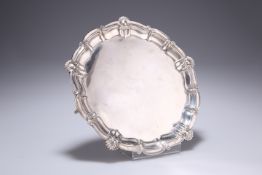 AN EDWARDIAN SILVER CARD TRAY, by Henry Williamson Ltd, Birmingham 1908, with pie crust edge with