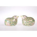 A PAIR OF CHINESE FAMILLE VERTE 'QUAIL' BOXES AND COVERS, naturalistically modelled and painted,