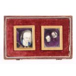 THREE 19TH CENTURY ENAMELLED PORTRAIT MINIATURES, the larger example depicting Wellington, inscribed