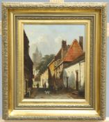 CORNELIS VAN DER GRIENT (DUTCH, 1827-1918), STREET SCENE, signed lower left, oil on panel, framed.