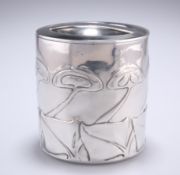 ARCHIBALD KNOX (1864-1933) A LIBERTY & CO TUDRIC PEWTER BISCUIT BARREL, NO. 0193, cylindrical form