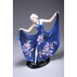 A LARGE ART DECO GOLDSCHEIDER FIGURE OF A DANCING GIRL, CIRCA 1925, by Stefan Dakon, the lady in