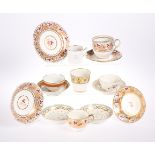 A GROUP OF 18TH CENTURY AND LATER TEA WARES, including Flight, Barr & Barr can, moustache cup and