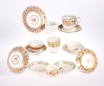 A GROUP OF 18TH CENTURY AND LATER TEA WARES, including Flight, Barr & Barr can, moustache cup and