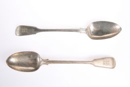 ~ A PAIR OF VICTORIAN SILVER BASTING SPOONS, by George Adams, London 1857, Fiddle and Thread