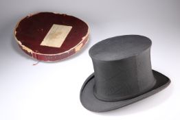 A VICTORIAN POP-UP OPERA TOP HAT, in box with label inscribed "From ROYAL AUTOMOBILE CLUB / PALL